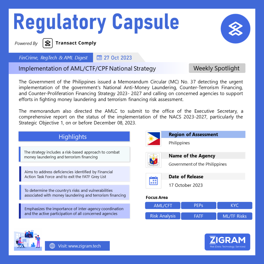 Implementation of National AML/CTF/CFT Strategy 2023- 2027 RC 27 October 2023 1