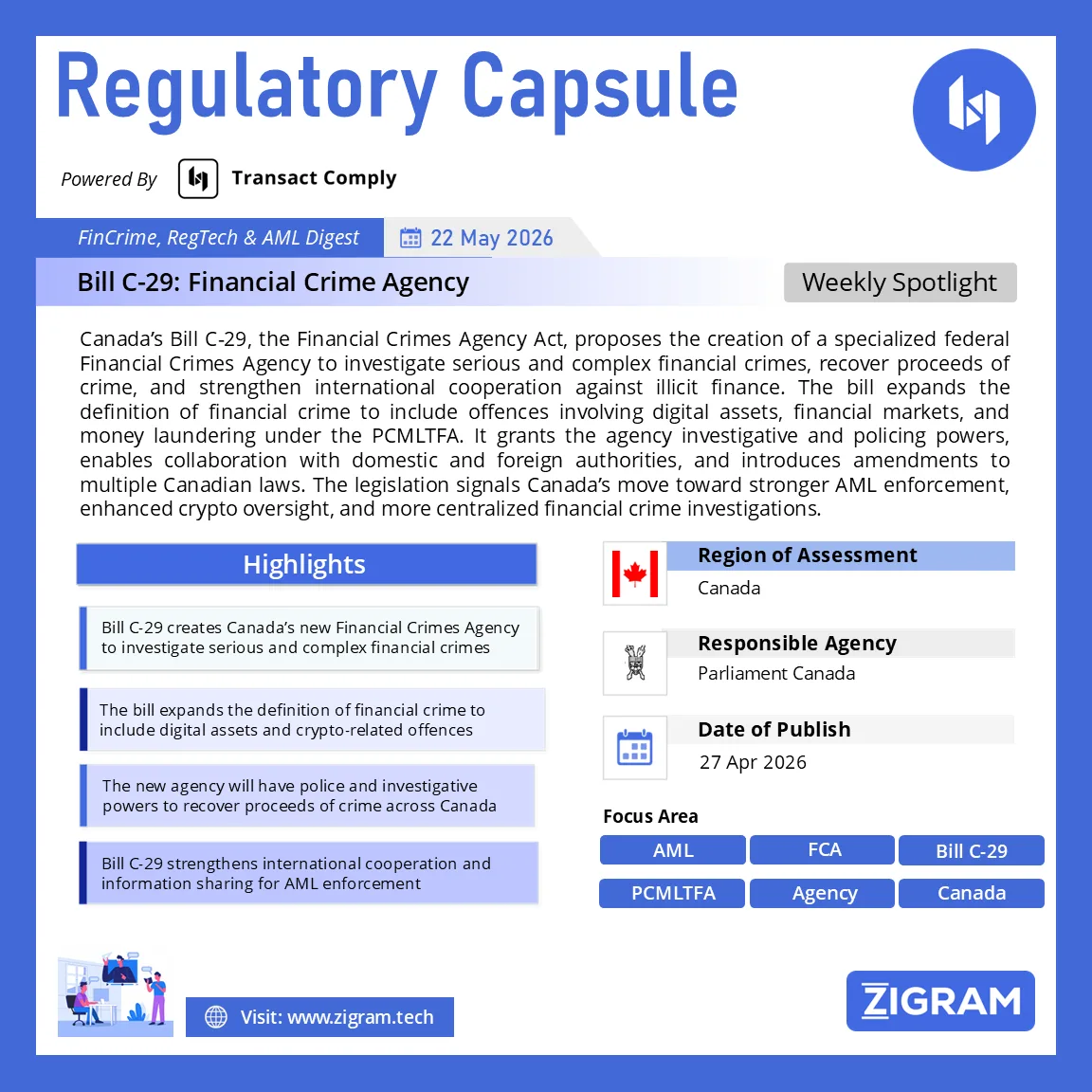 Canada Bill C-29: Financial Crimes Agency Act and the Future of AML Enforcement